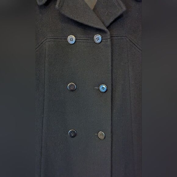 Fortsmann by Loring Black wool double breasted jacket full length coat size M - Picture 7 of 10